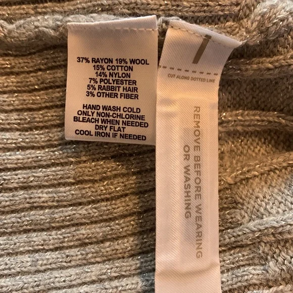 Loft long sleeve v-neck sweater, grey with metallic silver threads.  Sparkly! - Picture 4 of 4